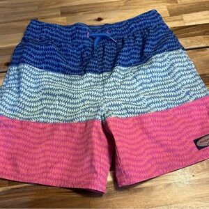 Vineyard Vines Blue and Pink Patterned Swim Shorts